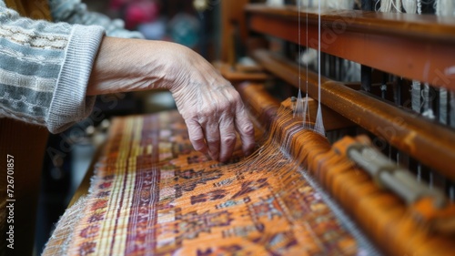 Vintage loom machines in action, weaving intricate patterns for Loomis Day celebrations photo