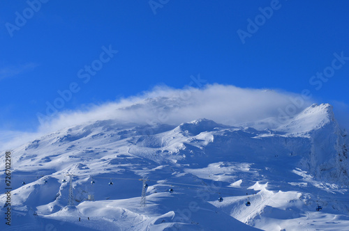 Lenzerheide: Panoramic swiss alps mountain view from Rothorn to the Stäzerhorn