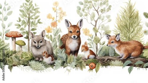 Watercolor Woodland Animals - Bear, Fox, Bunny, Raccoon