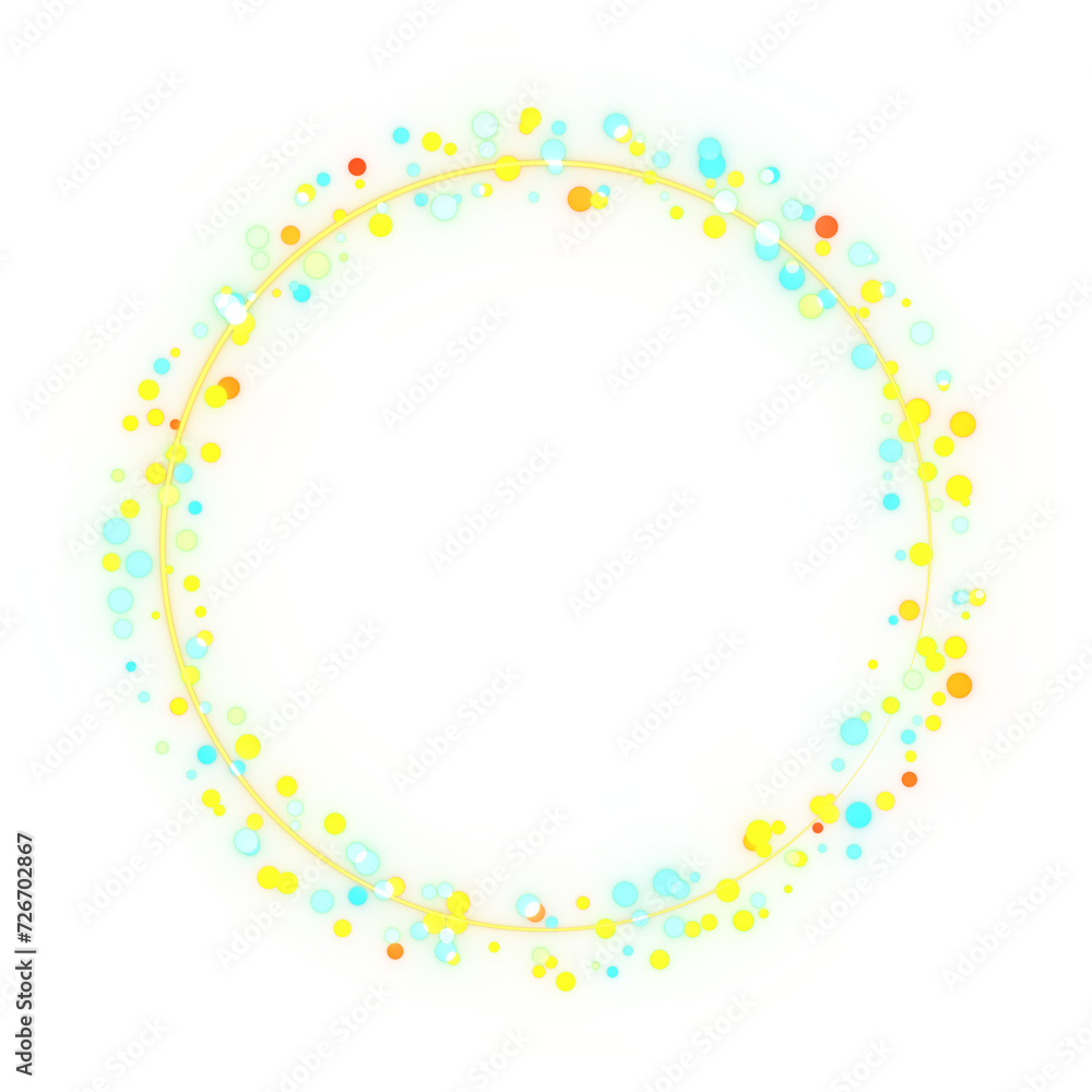 glittering circles, colorful wreath. 3d rendering. glittering circles, colorful wreath. 3d rendering.