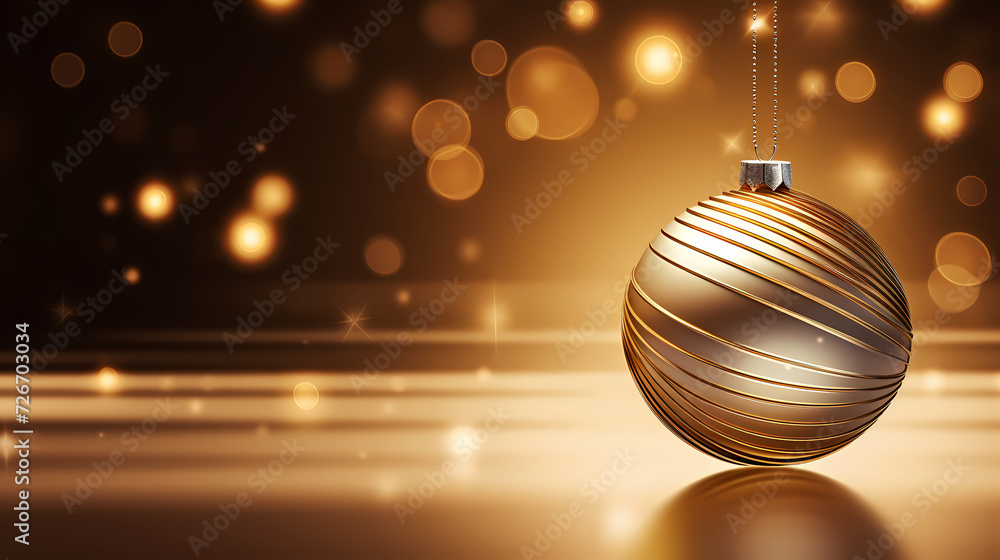 Fototapeta premium Luxurious Christmas balls on glowing bokeh background, Christmas and New Year minimalistic background