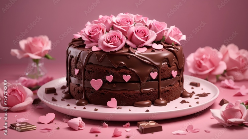 Chocolate cake with roses