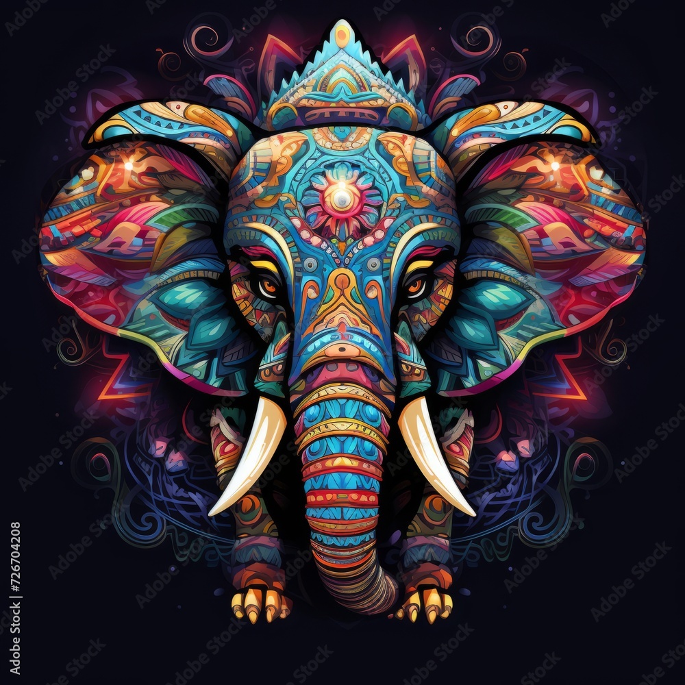Elephant Abstract Fantasy Animal God Portrait Bright Artistic Mystique Colorful Digital Generated Illustration Artwork Elephant Abstract Fantasy Animal God Portrait Bright Artistic Mystique Colorful Digital Generated Illustration Artwork