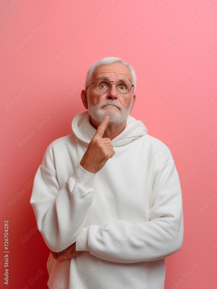 Elderly Man with Confused Expression, Question. Elderly Man with Confused Expression, Question.