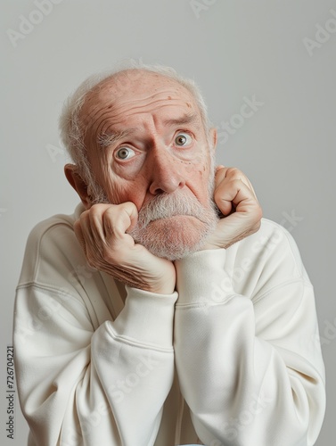 Elderly Man with Confused Expression, Question.