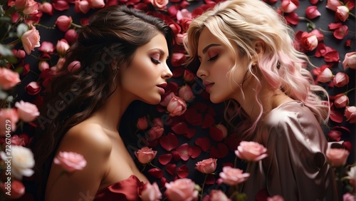 Two women in roses on valentine's day © Karolina
