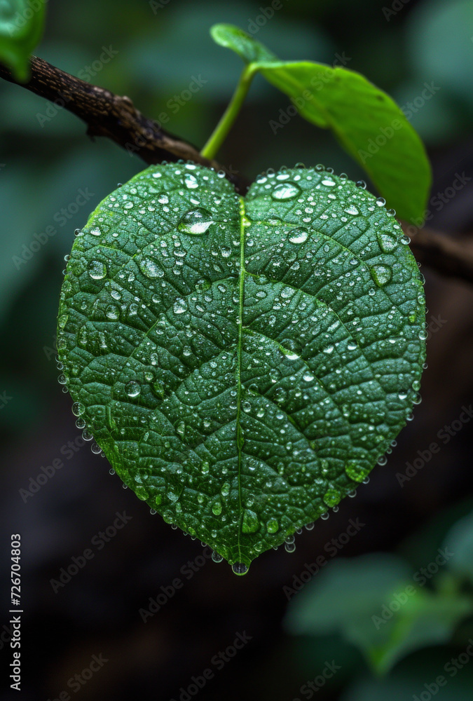 Green leaf with water drop in the forest. Green leaf with the words i love you sunday Green leaf with water drop in the forest. Green leaf with the words i love you sunday