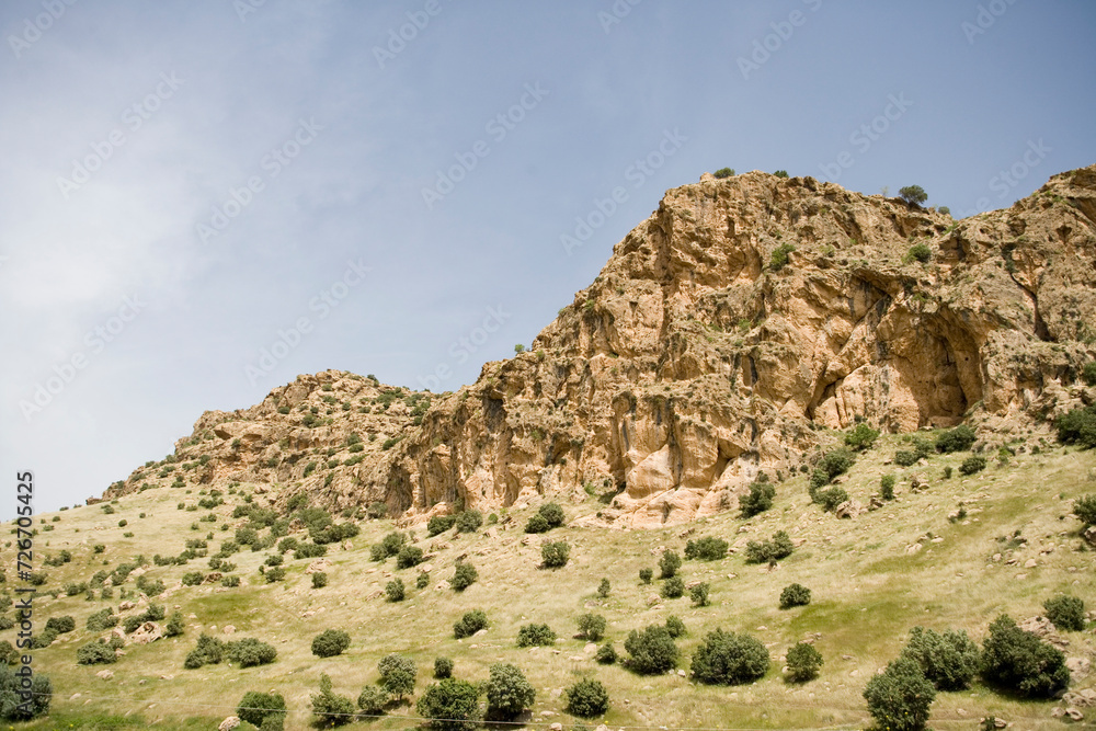 Southern Iran landscape on a sunny spring day.