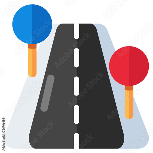 Conceptual flat design icon of road