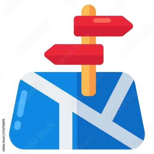 A flat design icon of roadpost 