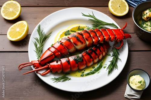 Grilled lobster tails with lemon herb bu