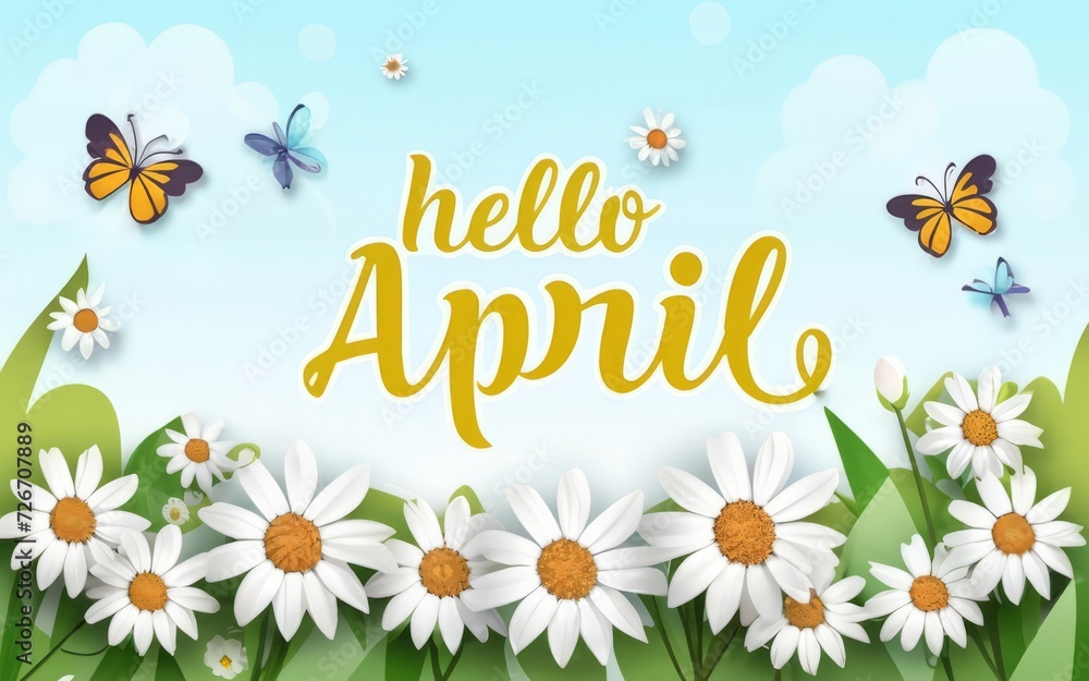 Fototapeta premium Hello April Greeting Card
