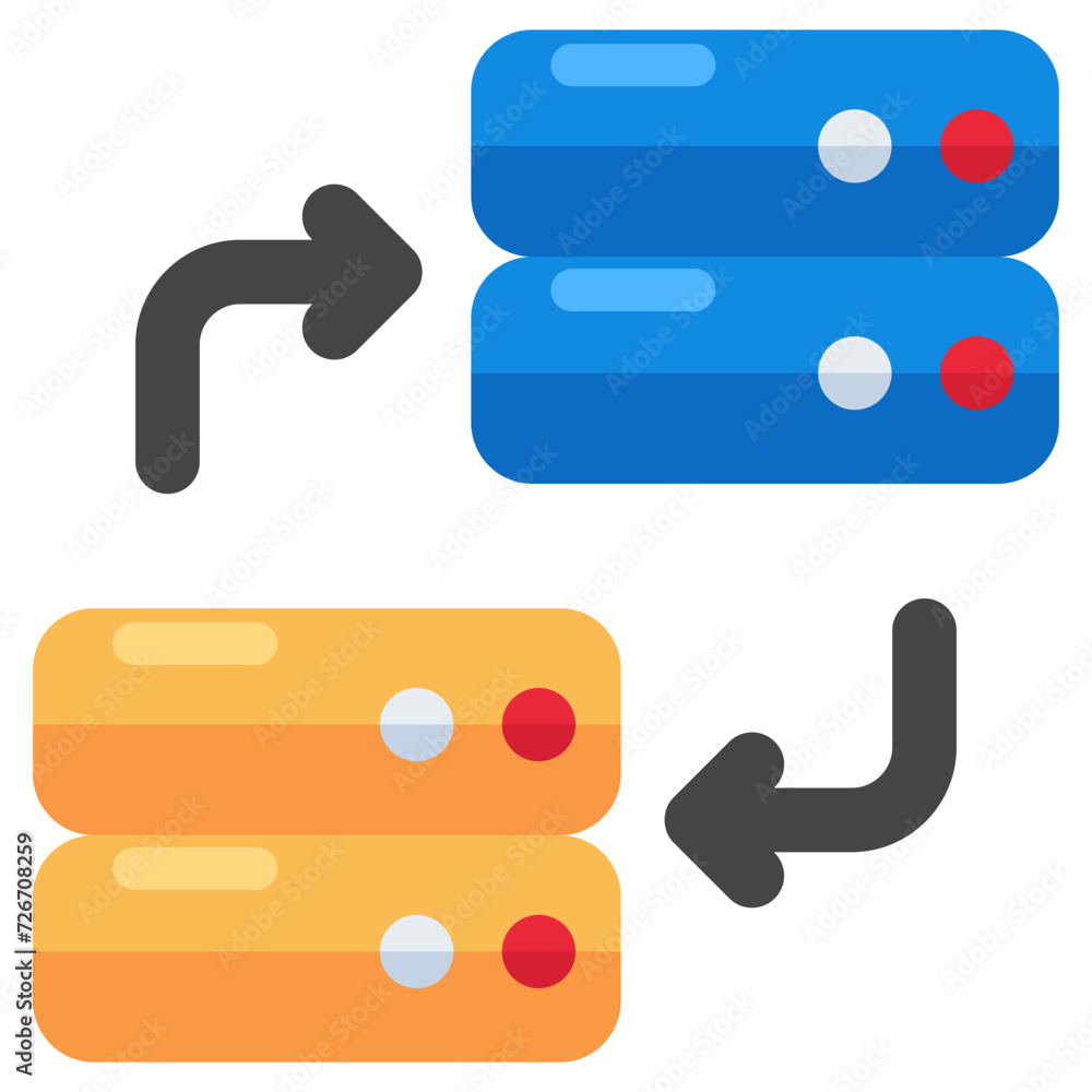 A flat design icon of server network A flat design icon of server network