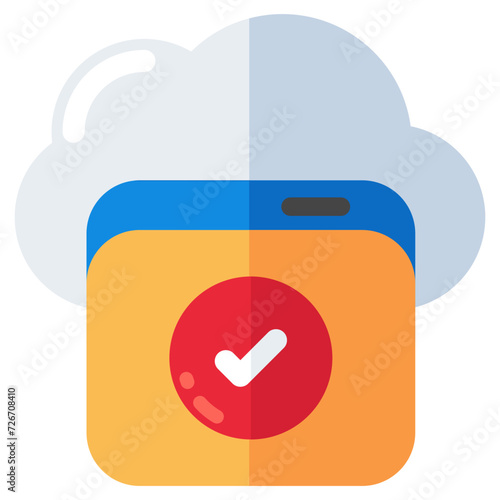 Premium download icon of verified cloud