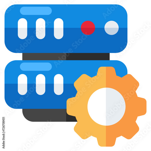 Db rack with gear, icon of server setting