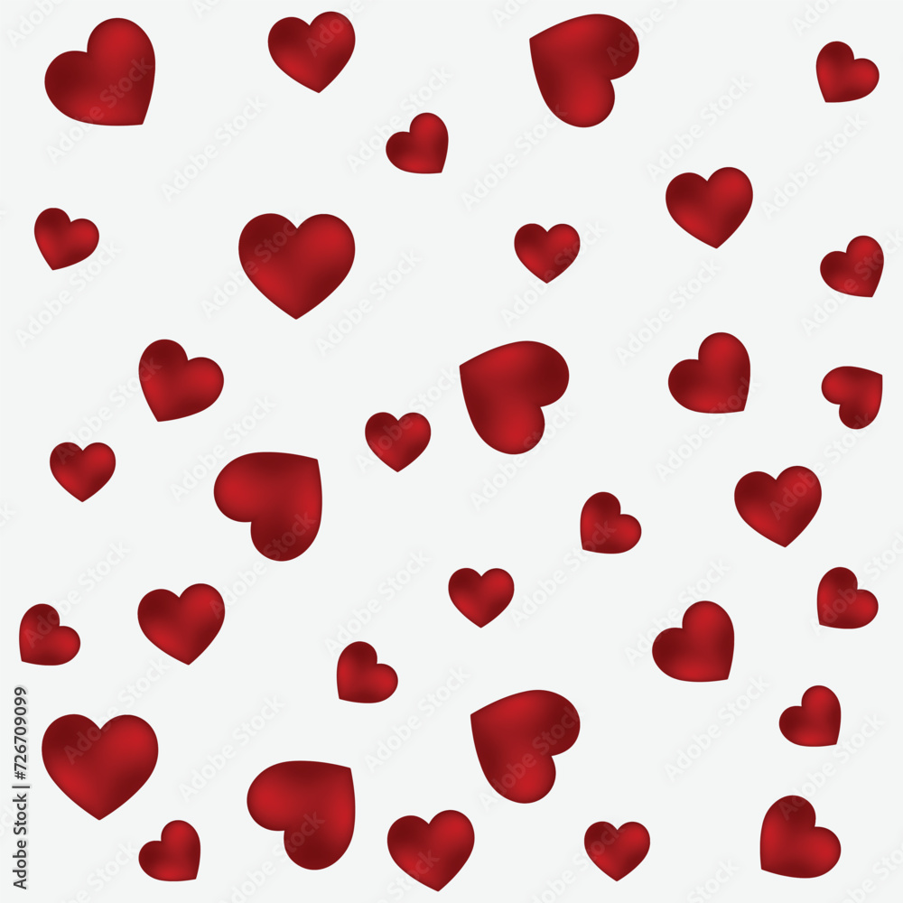 happy valentines day red seamless heart card, pattern, background isolated on white background vector eps