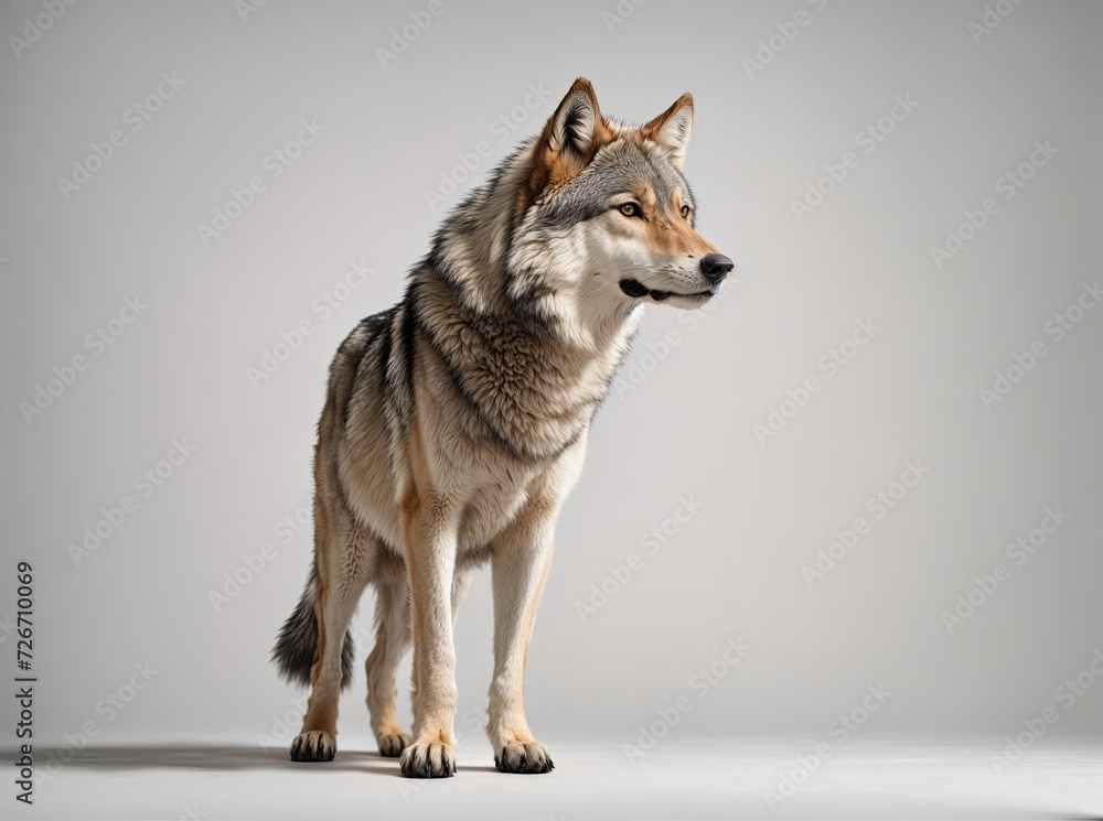 Fototapeta premium Wolf on a Light Canvas
