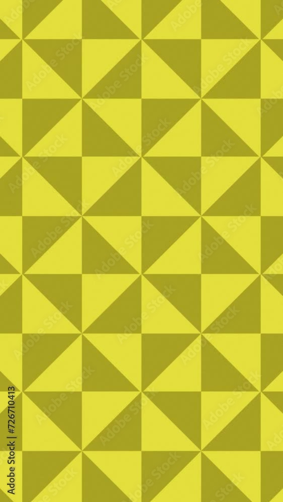 Seamless looped yellow minimalistic triangle pattern motion graphics. Abstract flat geometrical shape tile placed together moving in a single direction, animated seamless mosaic geometric pattern Seamless looped yellow minimalistic triangle pattern motion graphics. Abstract flat geometrical shape tile placed together moving in a single direction, animated seamless mosaic geometric pattern