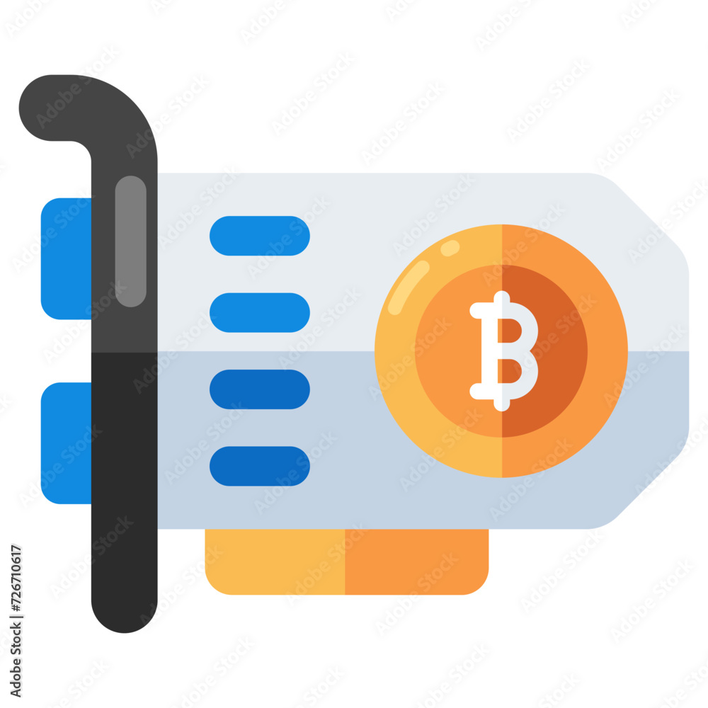 A unique design icon of bitcoin gpu card A unique design icon of bitcoin gpu card
