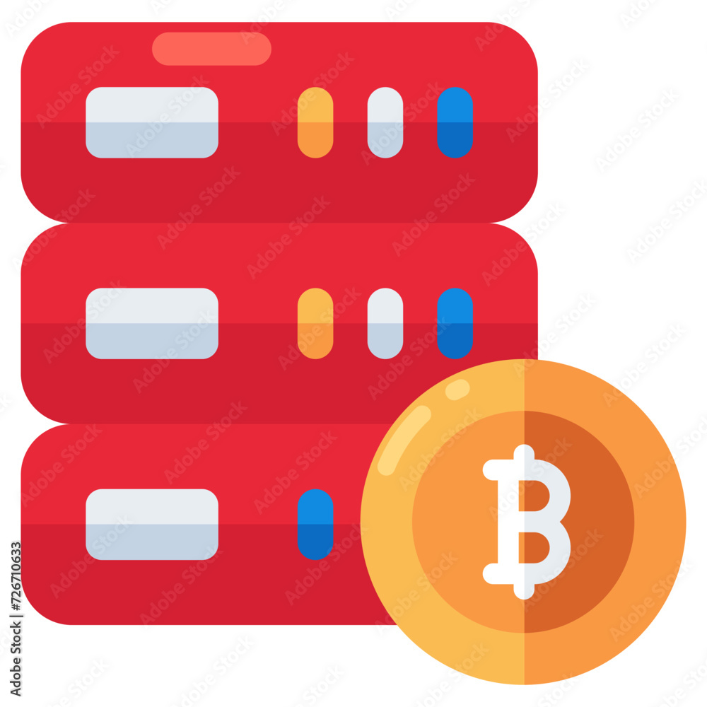 Creative design icon of bitcoin server Creative design icon of bitcoin server