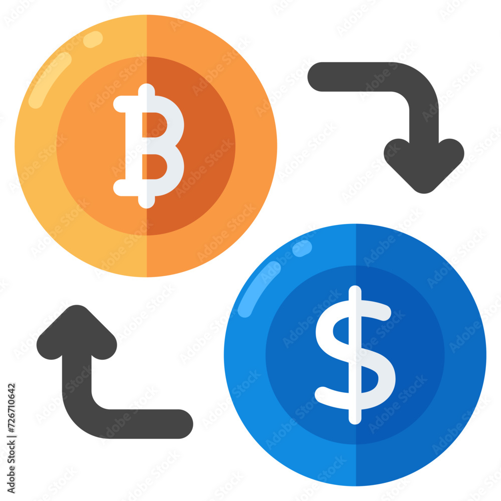 Bitcoin to dollar, concept of currency exchange Bitcoin to dollar, concept of currency exchange