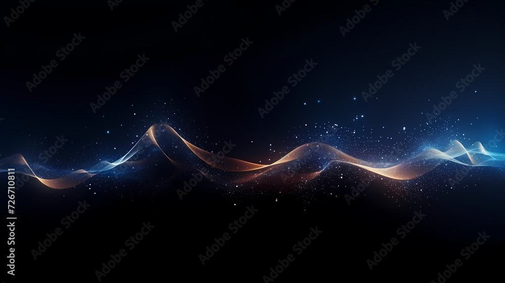 Futuristic technology background of digital glowing waves and network system Futuristic technology background of digital glowing waves and network system