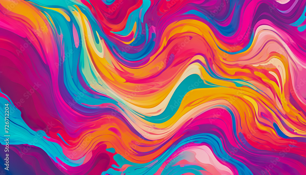 ai generated multicolored cosmic liquid paint swirl, wavy color pattern, acrylic ink water background.