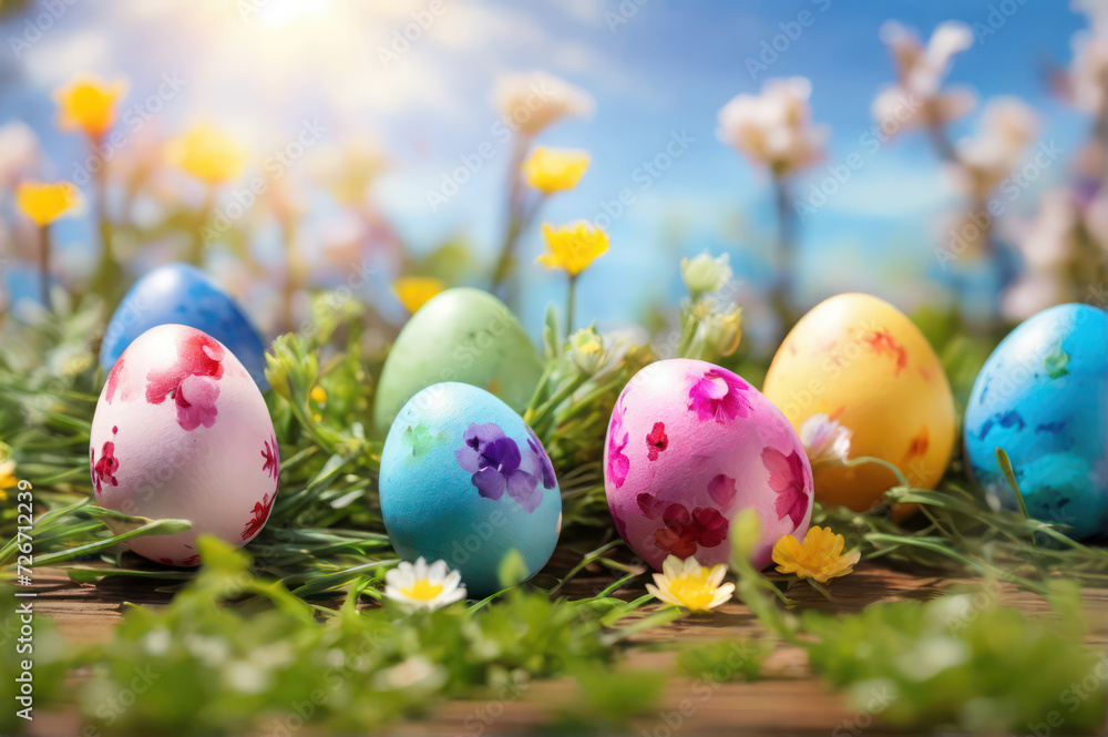 Easter - Colorful Decorated Eggs On Field