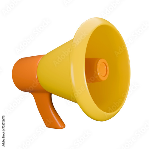 3D yellow and orange megaphone