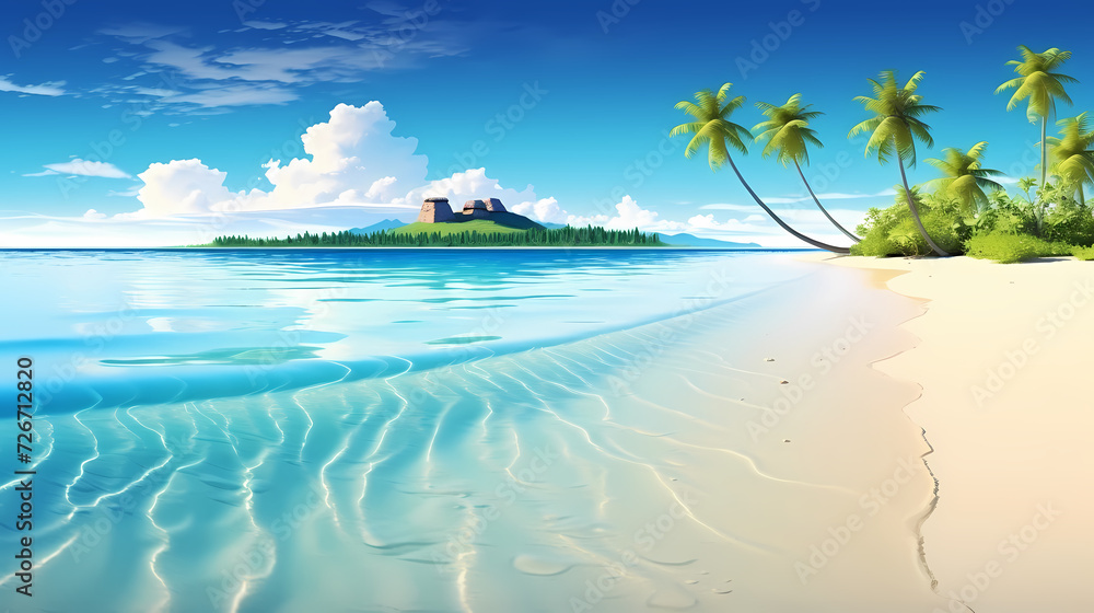 Fototapeta premium Aerial view of beautiful beach, simple, calm composition in clear blue