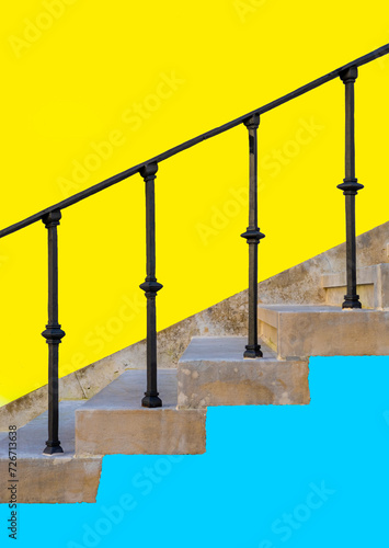 Escadaria azul e amarelo 