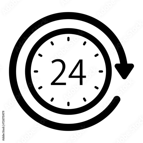 24時間時計の回転矢印アイコン