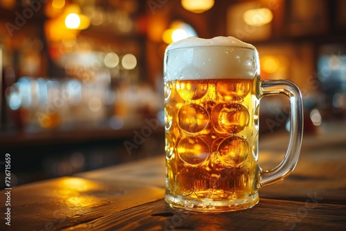 Closeup Of Beer Mug Being Raised In Bars Cozy Atmosphere