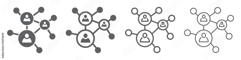 Set of business network icon. Work networking symbol, social networks, people and diagram. Communication friends partners signs, business network, consisting of multiple users. Vector. Set of business network icon. Work networking symbol, social networks, people and diagram. Communication friends partners signs, business network, consisting of multiple users. Vector.