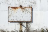 Vintage Metal Sign Stands Out In Empty White Canvas - Symmetrical Photo