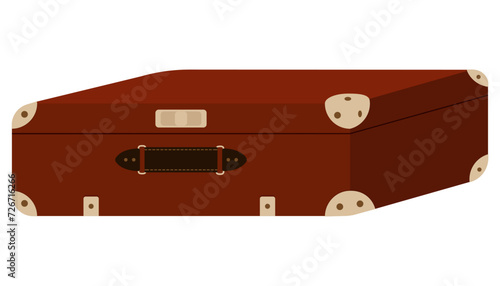 Brown travel suitcase with corners and handle