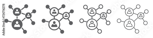 Set of business network icon. Work networking symbol, social networks, people and diagram. Communication friends partners signs, business network, consisting of multiple users. Vector.