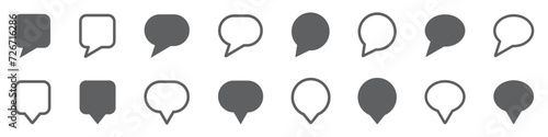 Set of chat icons. Speech bubble symbol, empty bubbles, speech balloon, message, comment, social media, app. Dialogue, talk, vector.