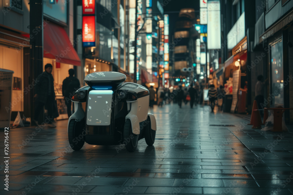 Efficient Robotic Courier Effortlessly Maneuvers Through Busy Tokyo Streets For Prompt Deliveries
