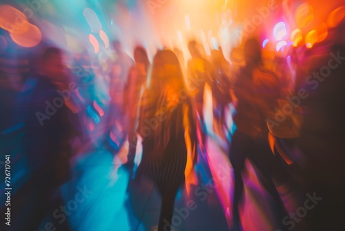 Capturing The Vibrant Party Scene: Symmetrical Photo With Centered Focus And Copy Space