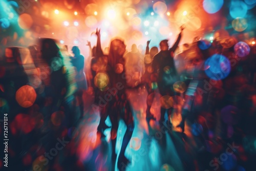 Capturing The Vibrant Energy Of People Dancing In A Perfectly Symmetrical, Brightly Lit Party Scene: Centered Composition
