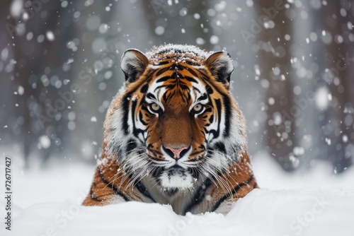 Tiger Emerges From Snowy Forest, Making Fierce Eye Contact With The Viewer