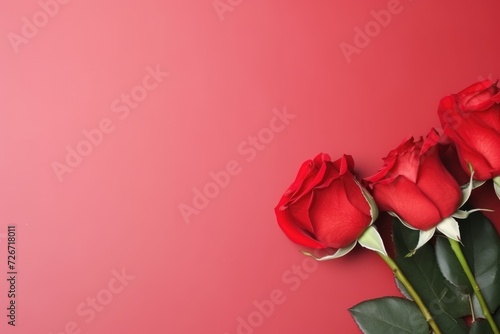 Bouquet of fresh roses  flower bright background with copy space  Valentine s day  Mother s day  Women s Day and love concept