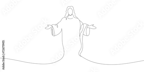 a picture of Jesus Christ drawn with a solid line. Vector illustration