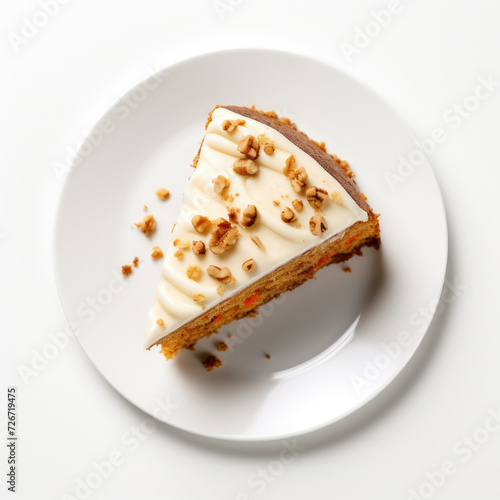 Delicious Slice of Carrot Cake Isolated on a White Background  © JJAVA