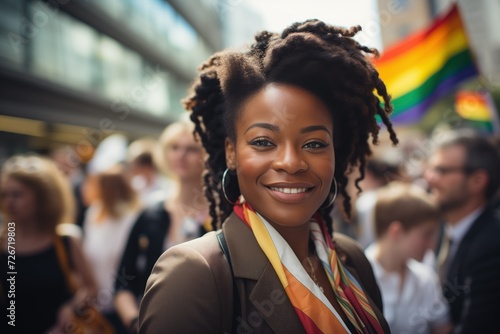 Rainbow-Tied Business Confidence: Portrait of an LGBT friendly BIPOC woman