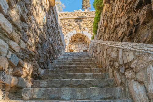 Jardins du Château de Gibralfaro, forteresse sur les hauteurs de Málaga, Espagne.