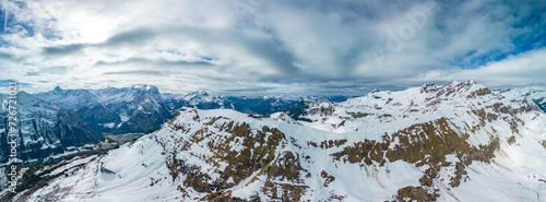 Panorama of winter skiing in Hasliberg Meiringen, Bernese Oberland, Switzerland © Martin Valigursky
