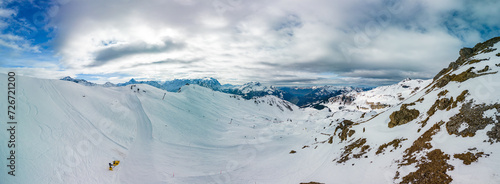 Panorama of winter skiing in Hasliberg Meiringen, Bernese Oberland, Switzerland photo