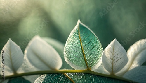 Zielone, piękne tło z gałązką i liśćmi photo